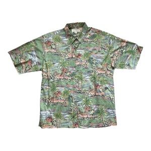 Tori Richard Short Sleeve Button Down Shirt, Green, Size X Large